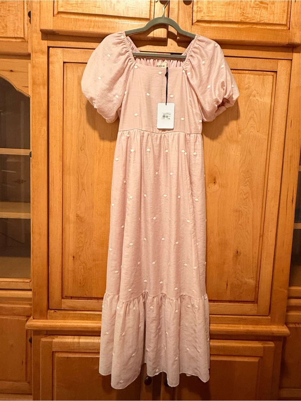 Polagram Light Pink Puff-Sleeve Maxi Dress